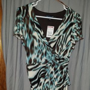 Saint Tropez Teal, Brown and White Print Dress